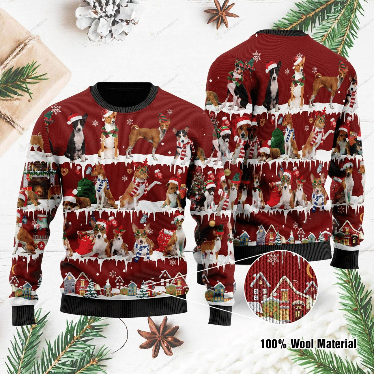 Basenji Christmas Ugly Sweater Tn141261