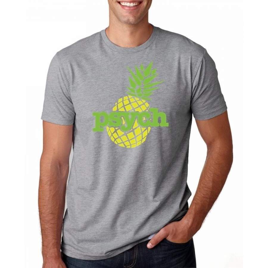 Psych Pineapple  Men gray T Shirt New Summer Fashion Short Sleeve O-neck Design Printed Clothing