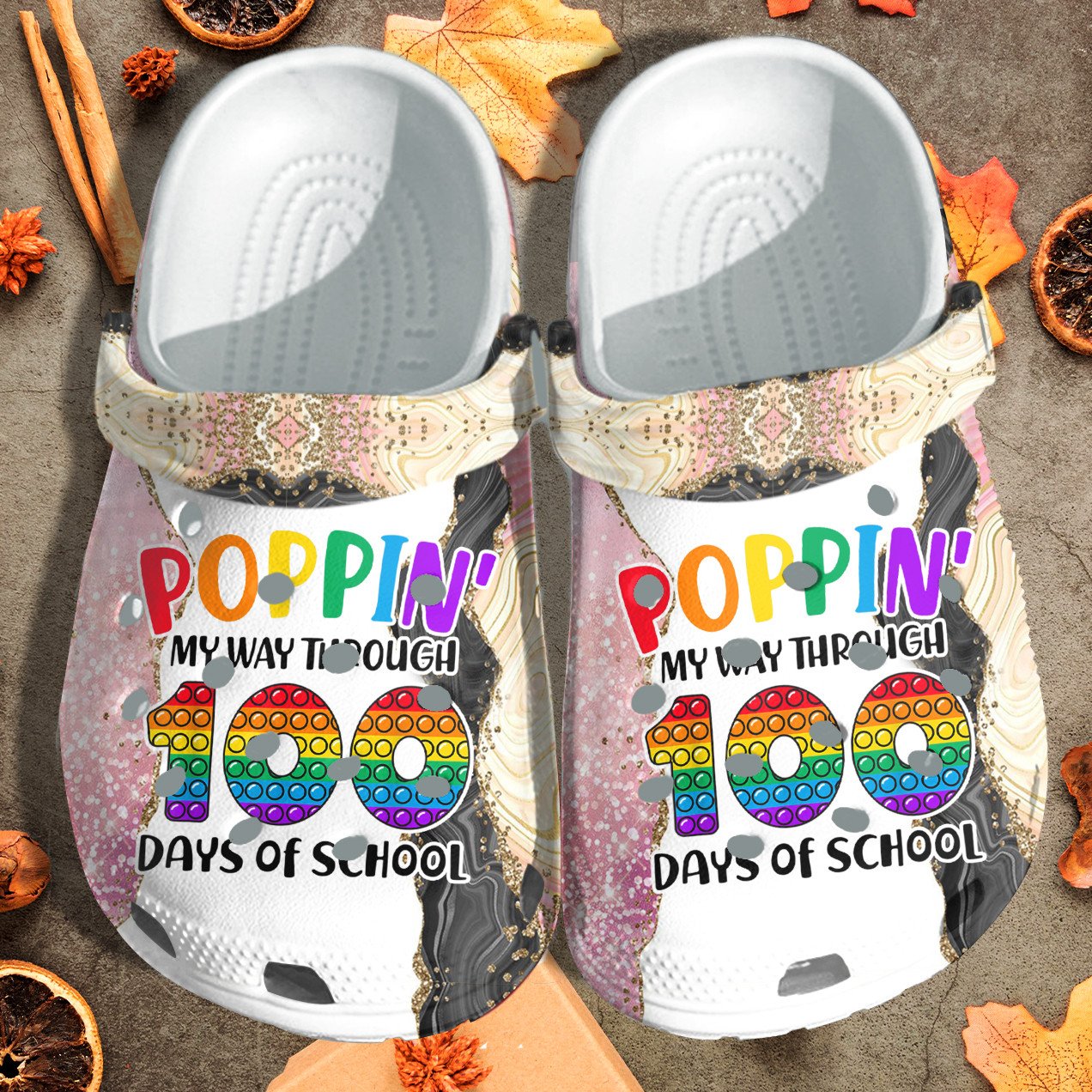 Popping My Way Through 100 Days Of School Shoes Crocs Crocbland Clog Gift – School014 – Gigo Smart