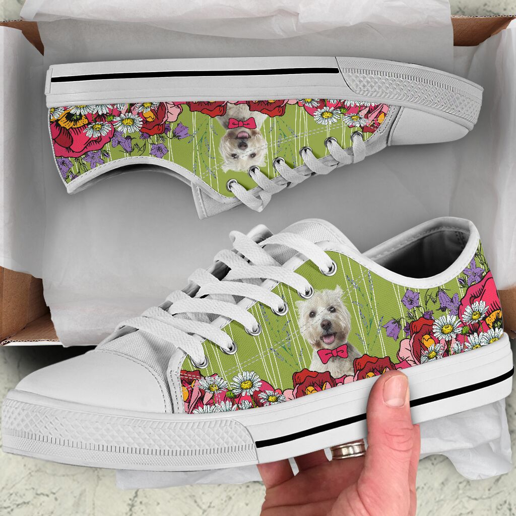 Westie Angel Low Top Personalized Shoes Custom Name, Text For Women, Men