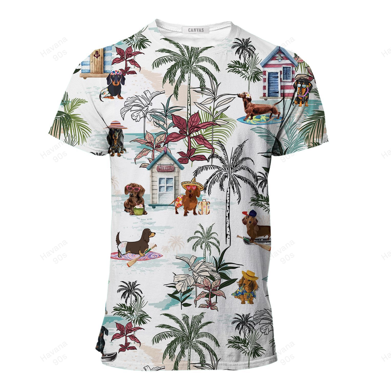 Dachshund Hawaiian Beach Floral Ha31639