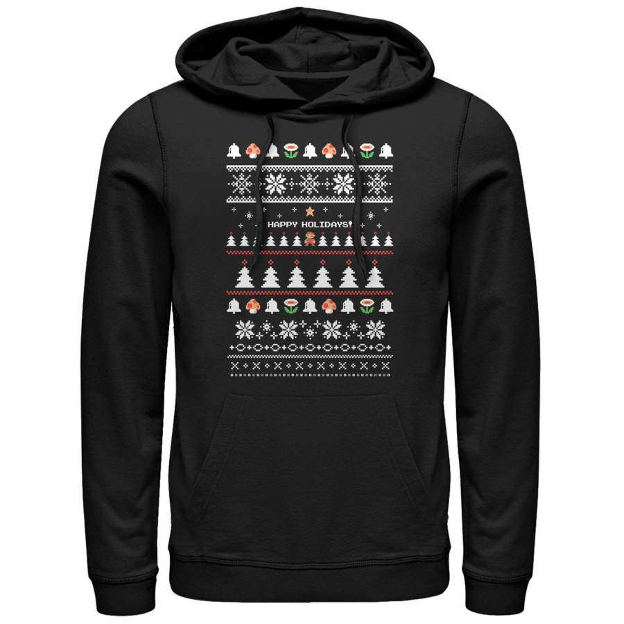 Nintendo Men’s Ugly Mario Holiday Sweater  Lightweight Hoodie