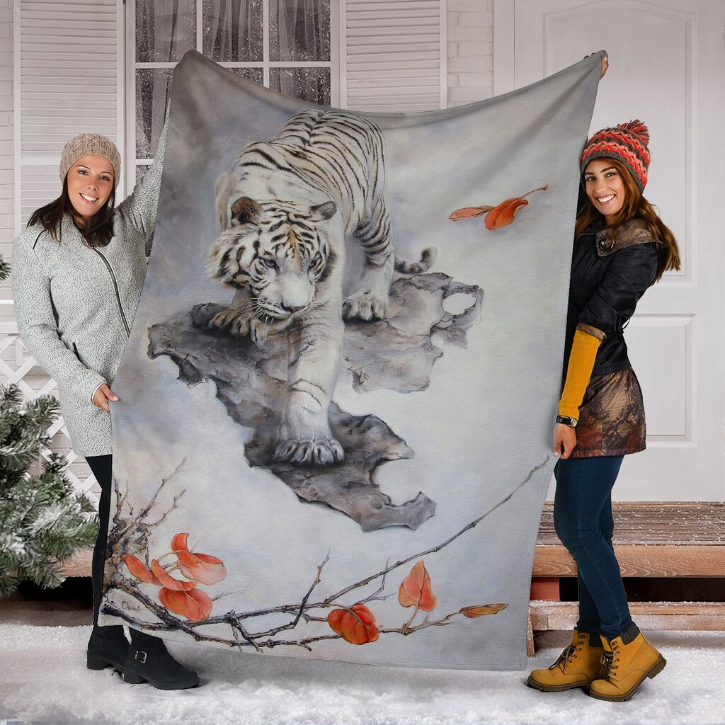 Beautiful White Tiger  Fleece Blanket