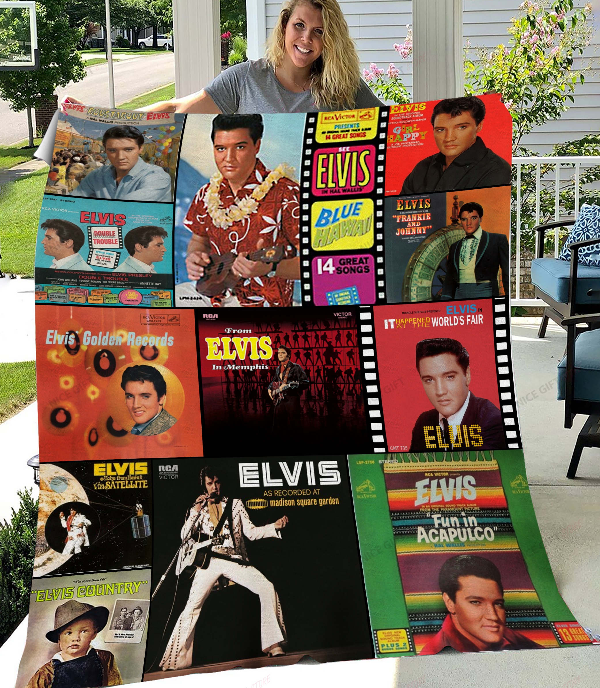 Elvis Presley Fleece Blanket Blk-H8V0