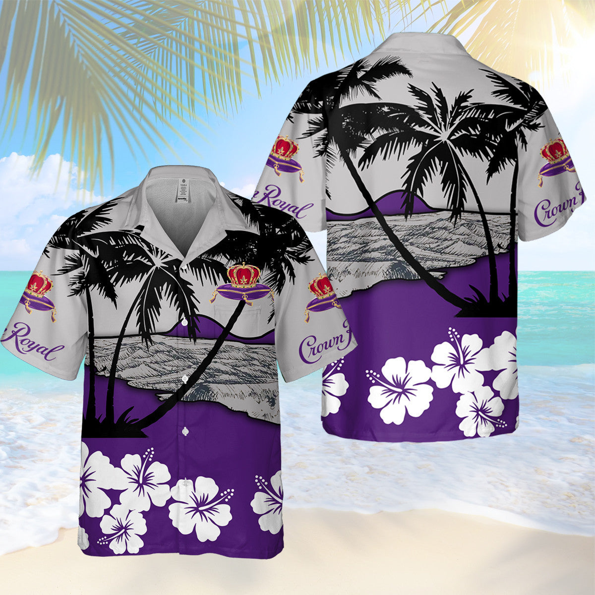 Crown Royal Hibicus Palm Tree Hawaii Shirt Ha66204