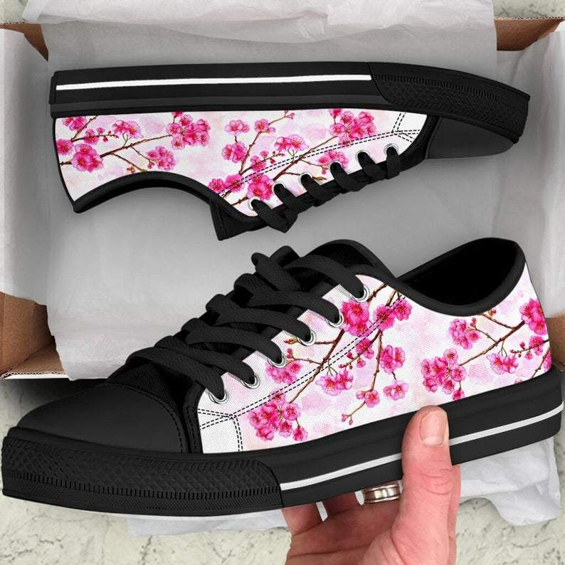 Japanese Sakura Cherry Blossom Low Top Shoes 45 Sneakers For Adults, Low Top Shoes, Converse Style, Flower Shoes