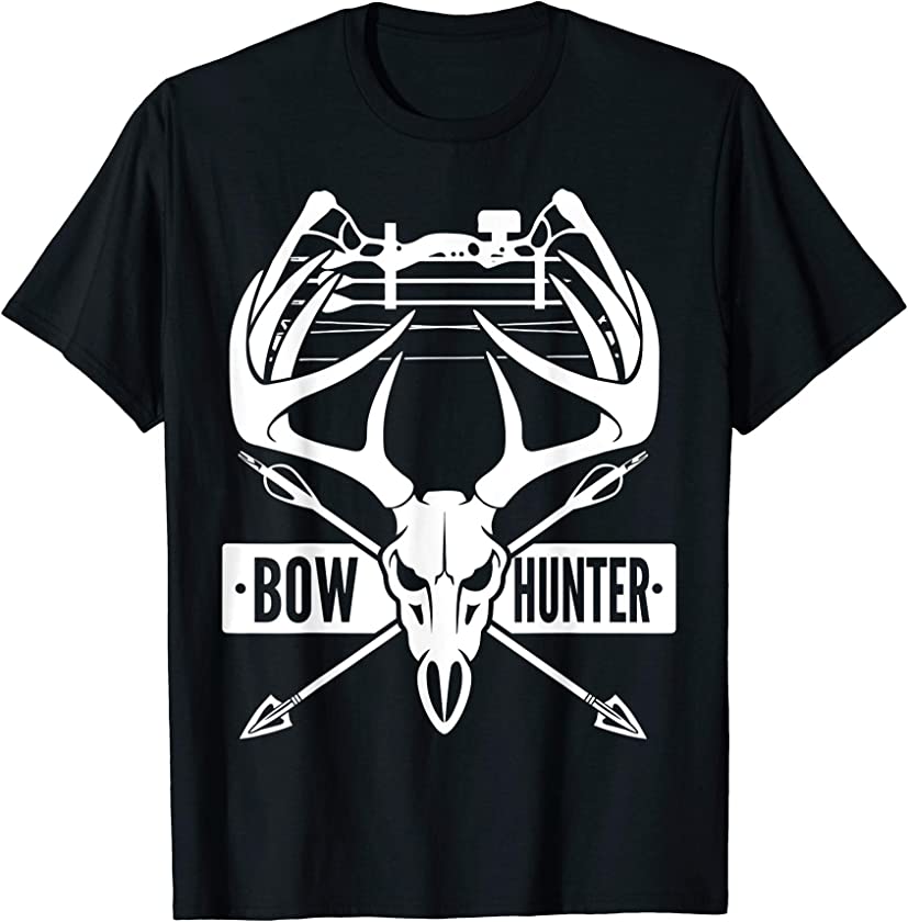 Bow Hunting Vintage Deer Skull and Compound Bow Archery Gift T-Shirt