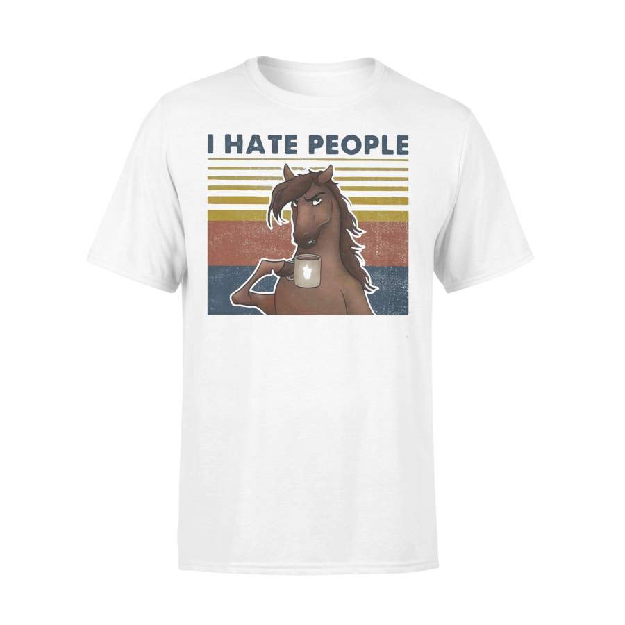 Horse Coffee I Hate People Vintage T-Shirt