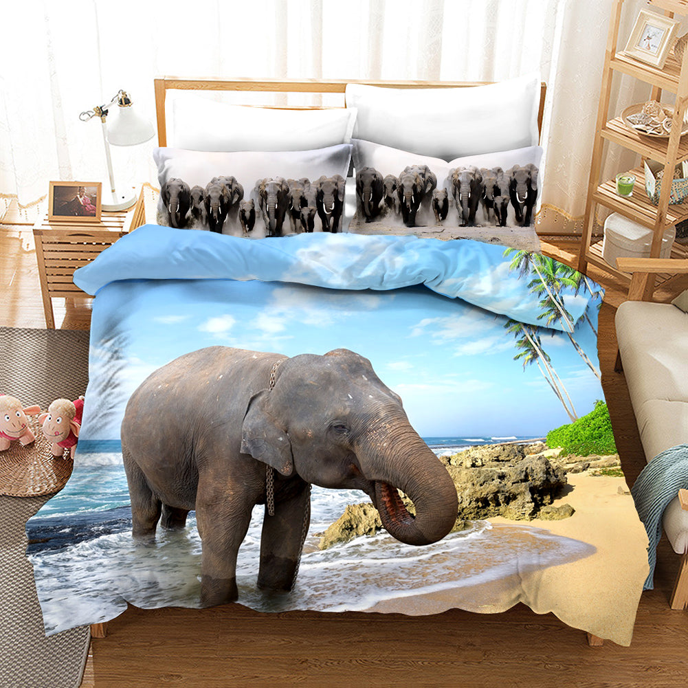 3D Elephant Sea Quilt Cover Set Bedding Set Pillowcases 78