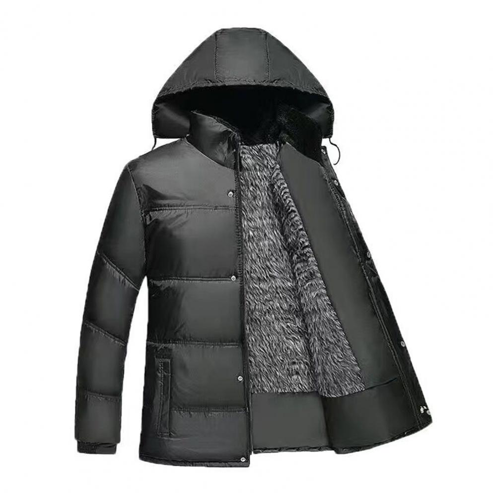 Trendy Winter Jacket Wear-resistant Down Coat Hooded Smooth Casual Elastic Cuff Down Coat alx