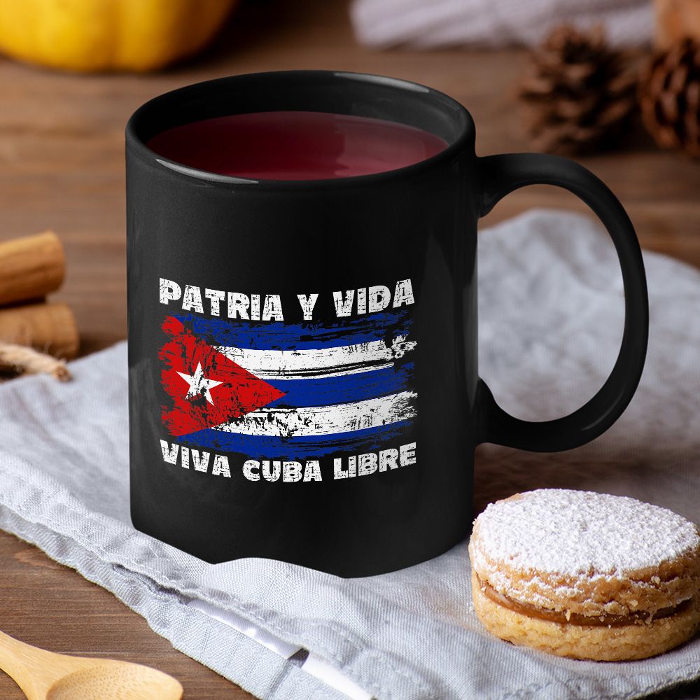 Viva Cuba Libre Patria Y Vida Cuba Flag, Cuban Revolution Black Mug