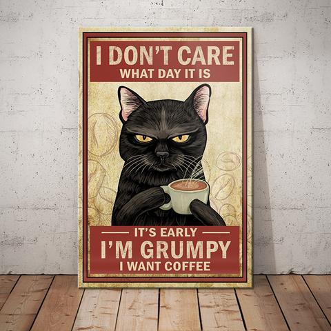 Black Cat Vintage Poster Print, Canvas Wall Art, Canvas Poster Wall Decor