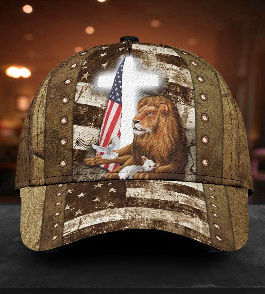 Tmarc Tee Lion And Lamb Jesus Cross American Flag Classic Cap