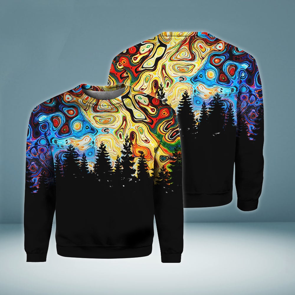 Forest Galaxy Crewneck Sweatshirt All Over Print Sweatshirt For Women Sweatshirt For Men