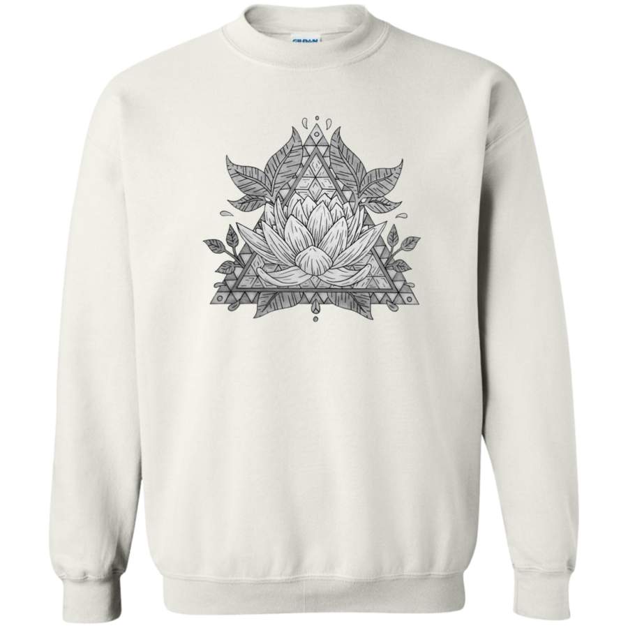 AGR Grey Lotus Flower Geometric Design Crewneck Pullover Sweatshirt