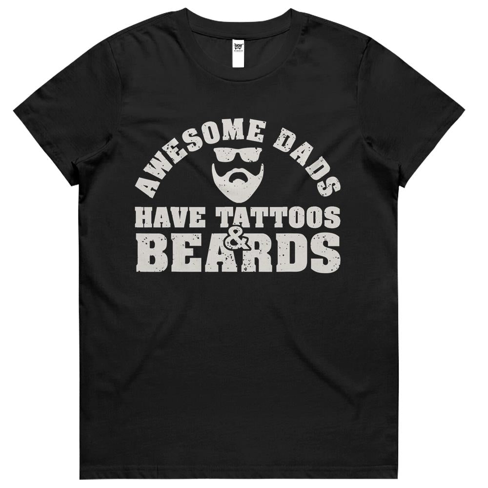 Awesome Dads Have Tattoos Beards Vintage Father’s Day Womens Tshirts