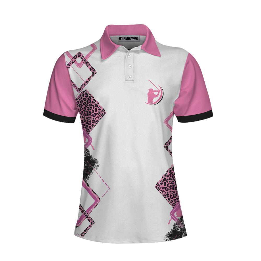 Play For Pink Breast Cancer Awareness Short Sleeve Women Polo Shirt, Pink Leopard Breast Cancer Awareness Shirt