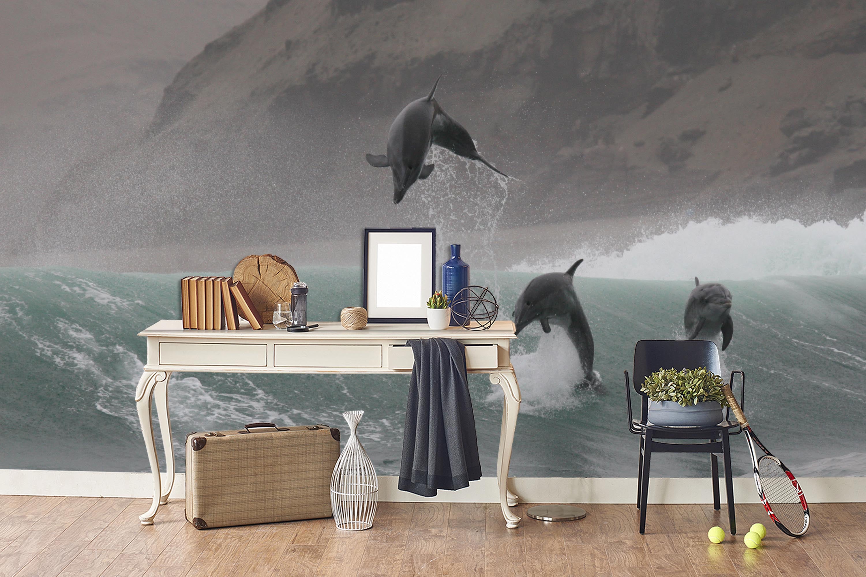 3D Blue Sea Animals Background Wall Mural Wallpaper 11