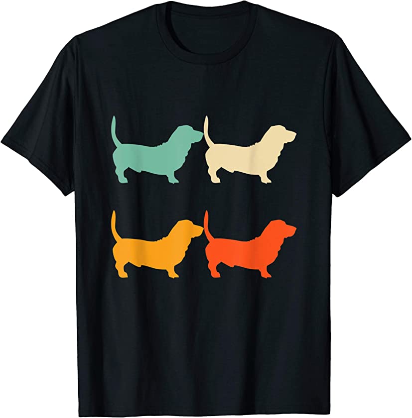 Basset Hound Gift Dog Lover Retro Basset Hound Vintage Dog T-Shirt