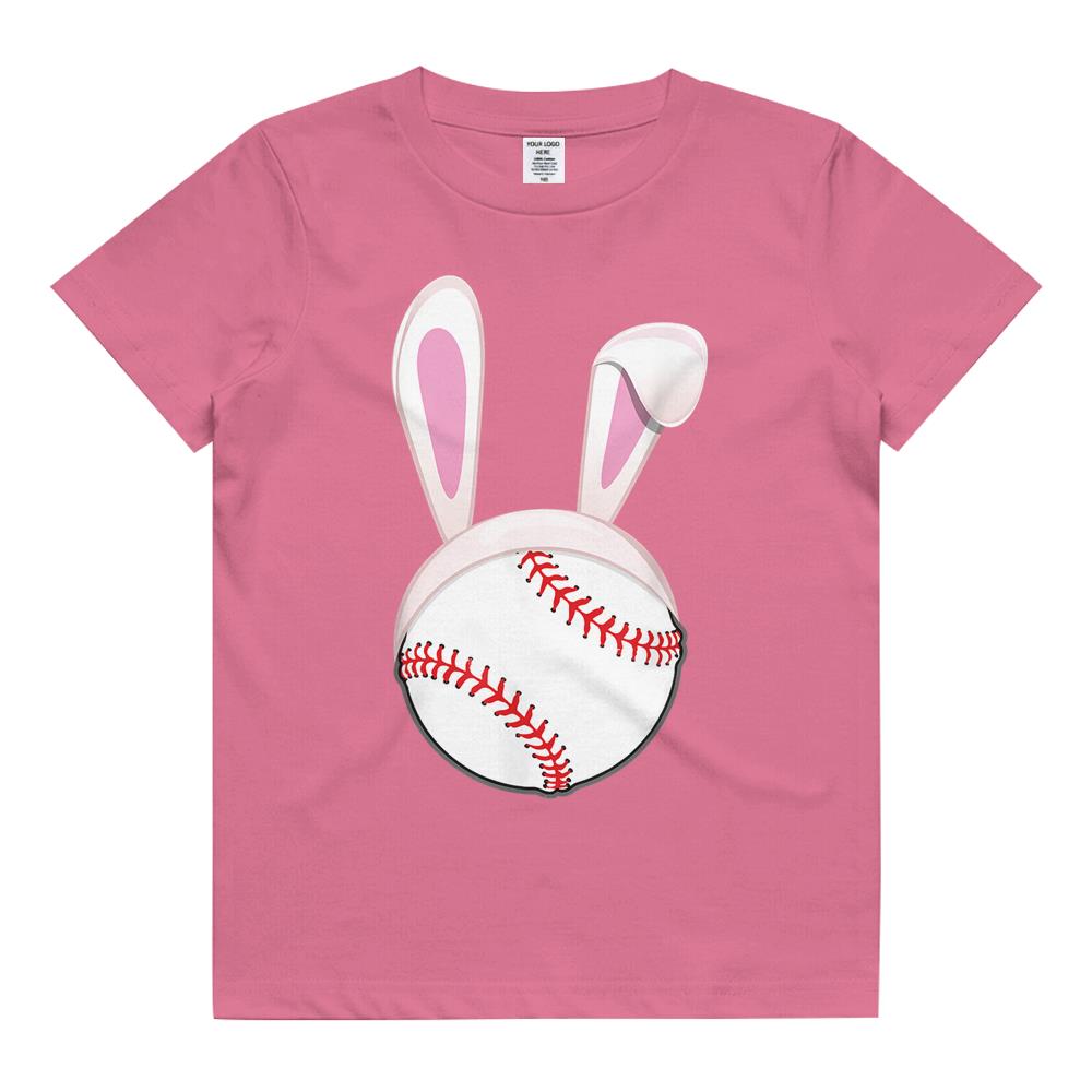 Baseball Easter Bunny Ears Rabbit Spring Holiday Player Kids T Shirt