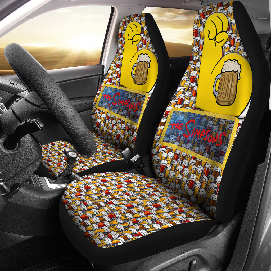 Homer The Simpsons Car Seat Covers Cartoon Car Accessories Custom For Fans Nt053008