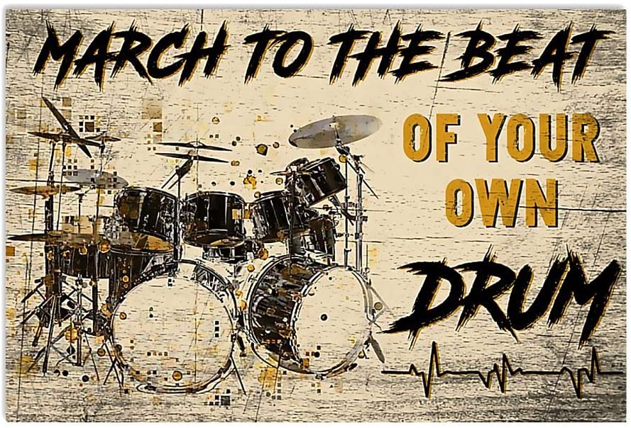 Vintage Drummer – March To The Beat Of Your Drum Poster Art Print      Home Decor Gift For Family Friend On Birthday