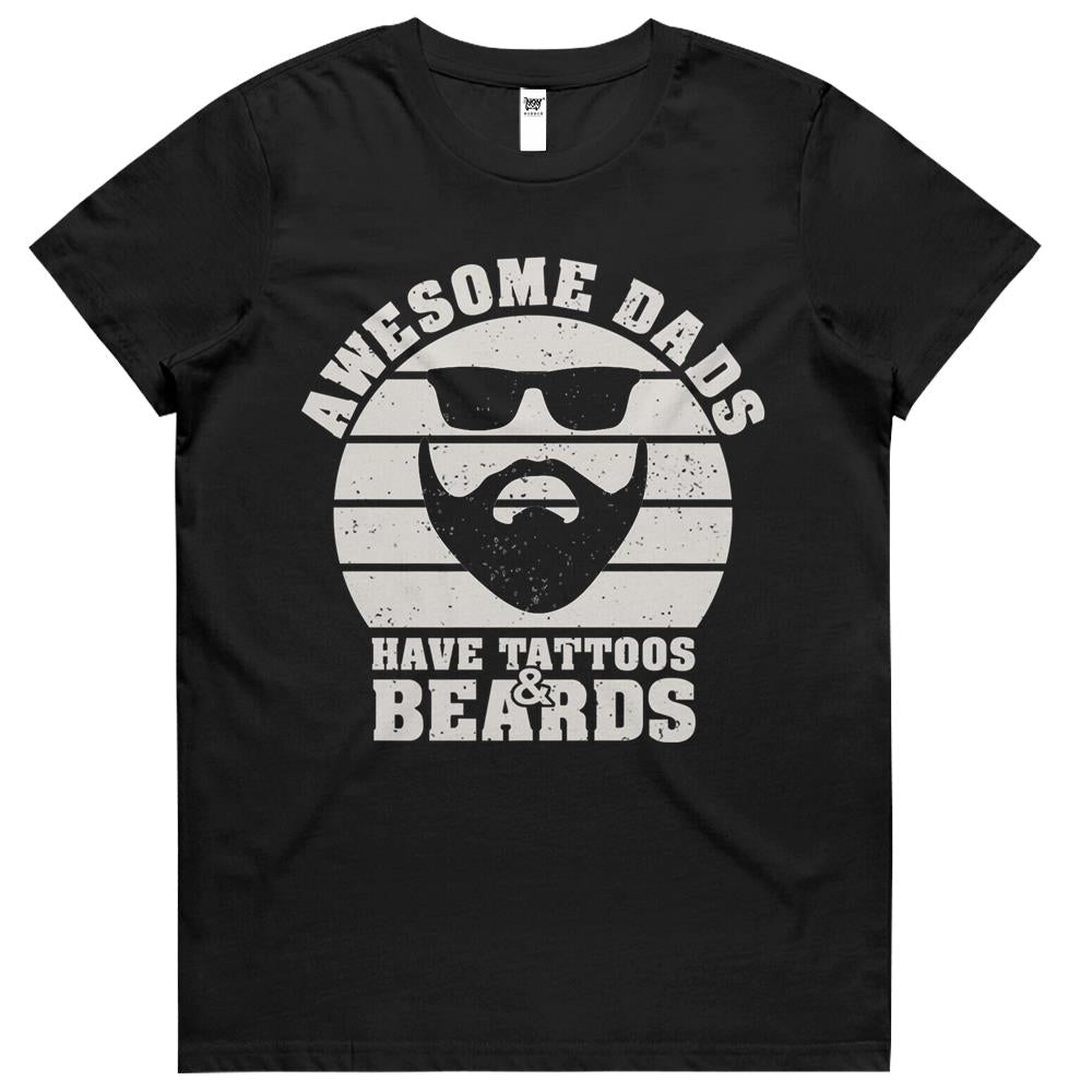 Awesome Dads Have Tattoos And Beards Vintage Father’s Day Womens Tshirts