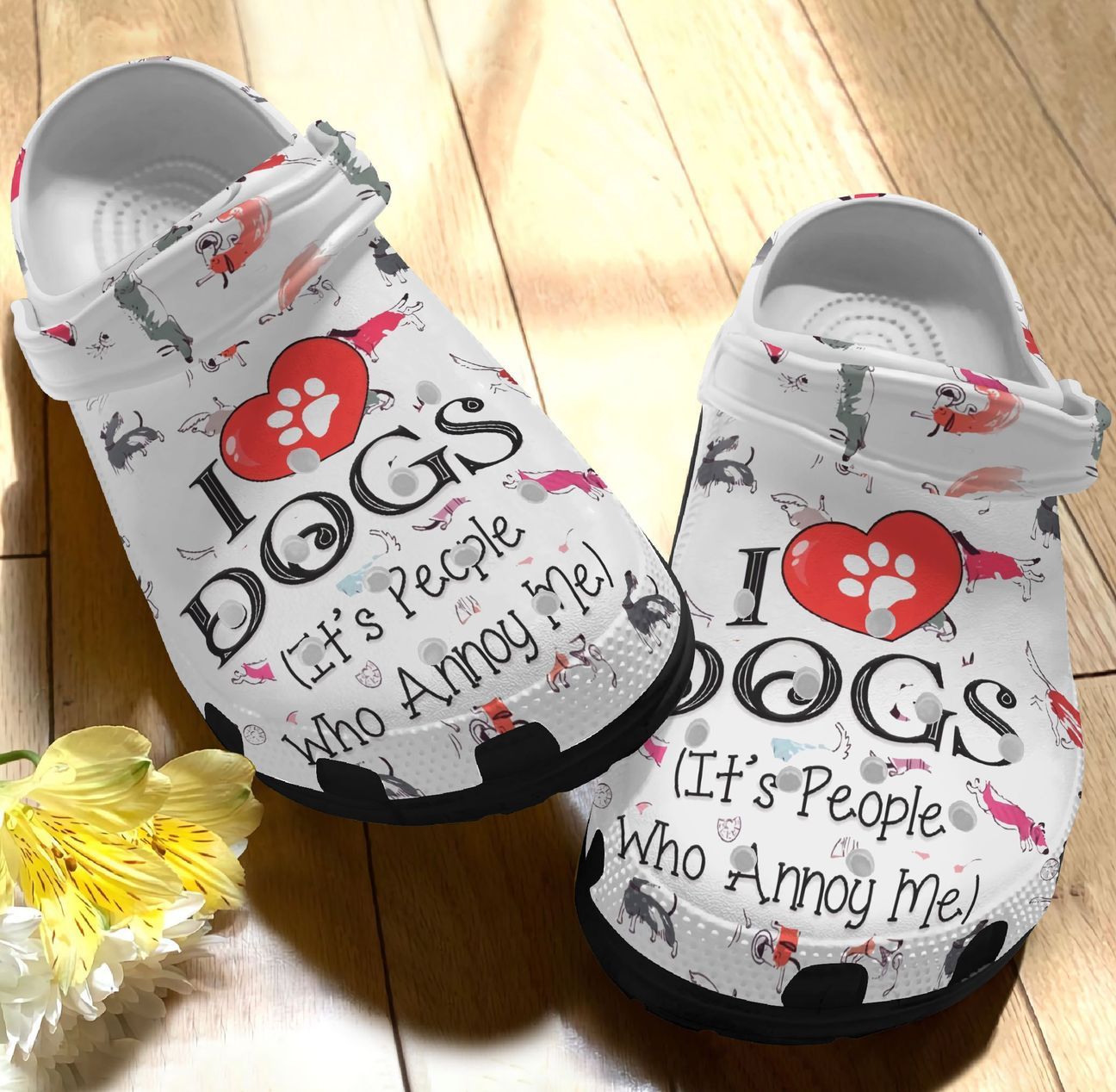 I Love Dogs Personalized Clog, Custom Name, Text, Color, Number Fashion Style For Women, Men, Kid, Print 3D