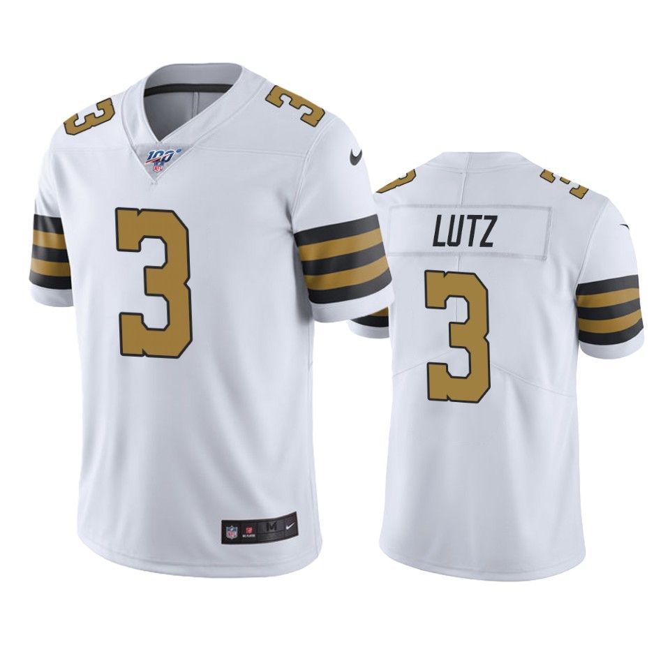 New Orleans Saints Wil Lutz Color Rush White 100Th Season Mens Jersey