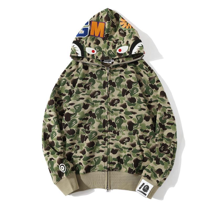 Bape Full Zip Shark Camo Hoodie Black Grey Hdcp6697