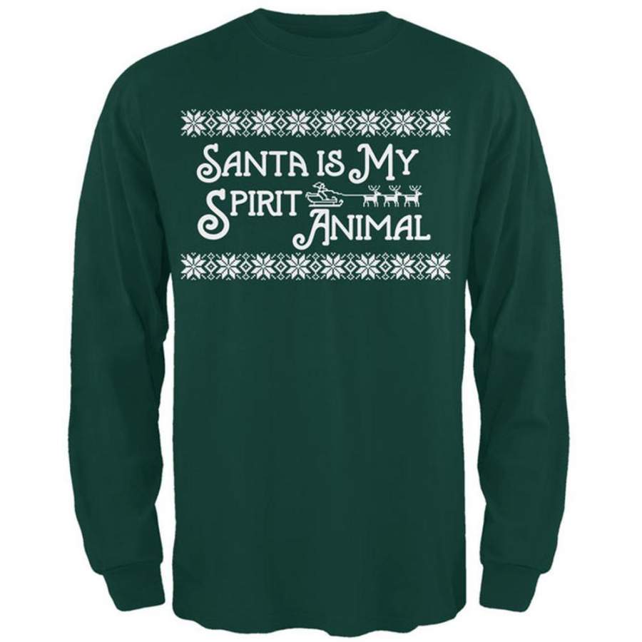 Santa is My Spirit Animal Mens Long Sleeve T Shirt