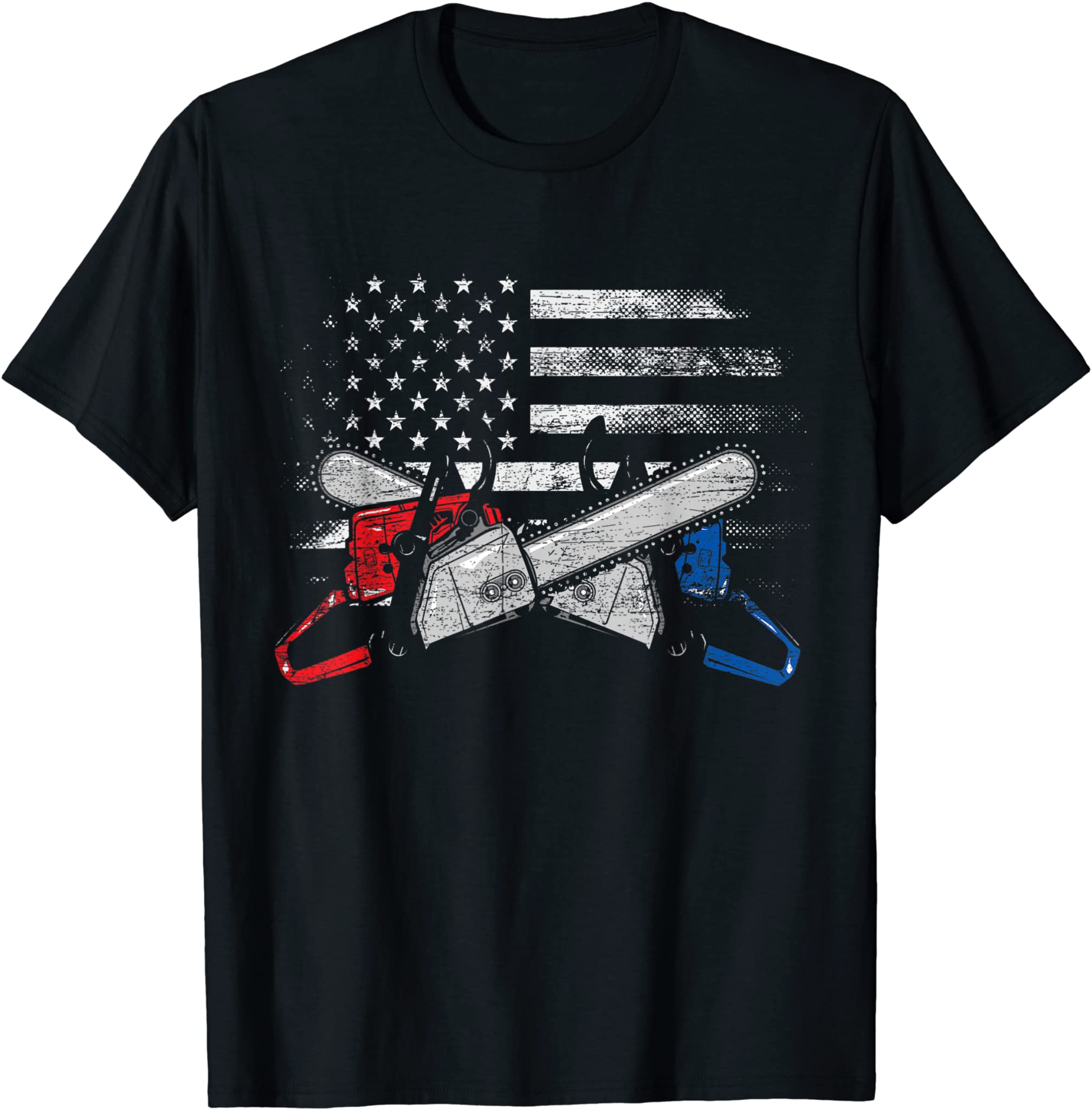 Tree Logger USA Flag 4th Of July Proud American Lumberjack T-Shirt