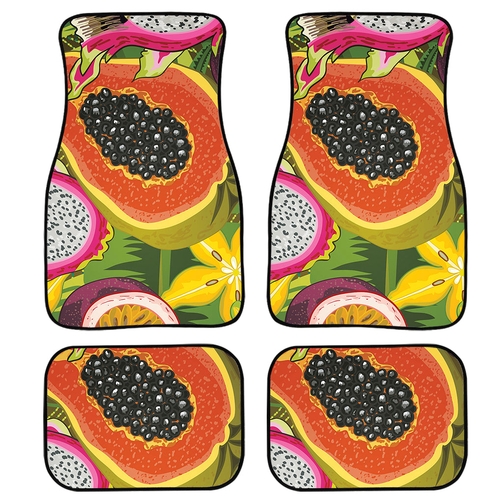 Tropical Jungle Fruits Pattern Print Front And Back Car Floor Mats, Front Car Mat