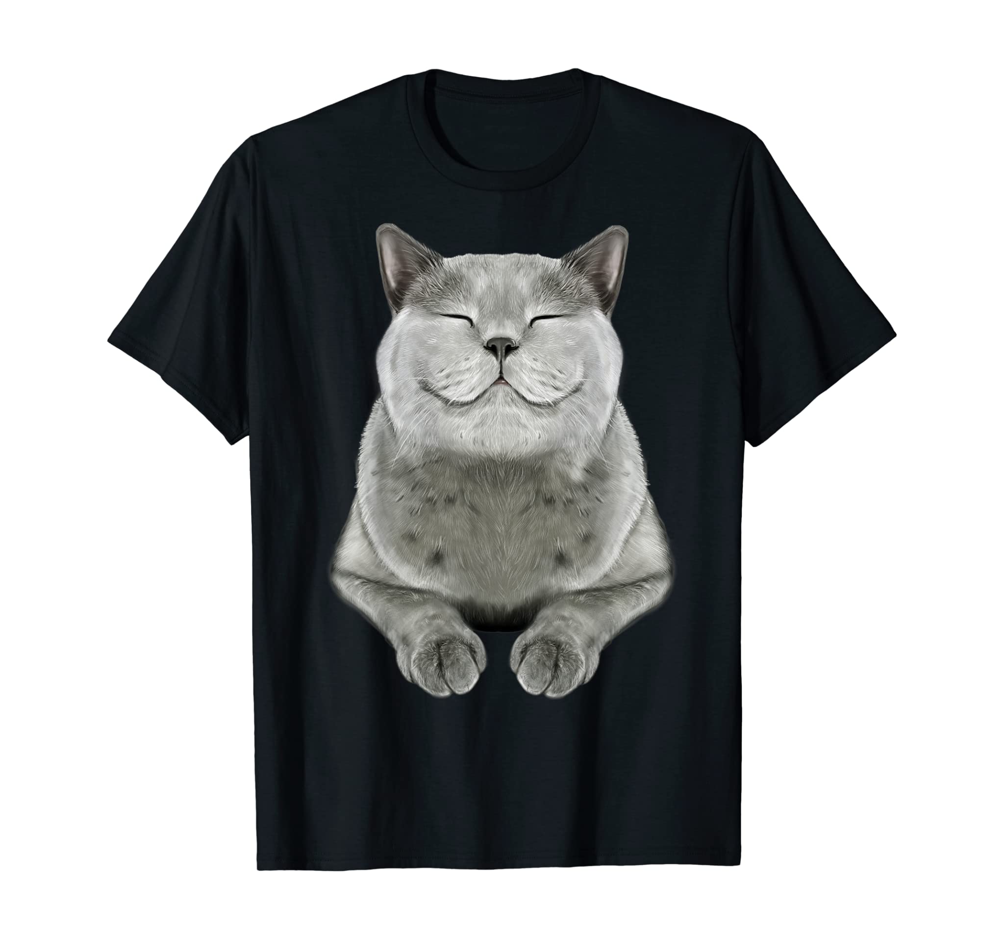 Grey Cat Smile Eager Face Cats Tee Shirt Gifts