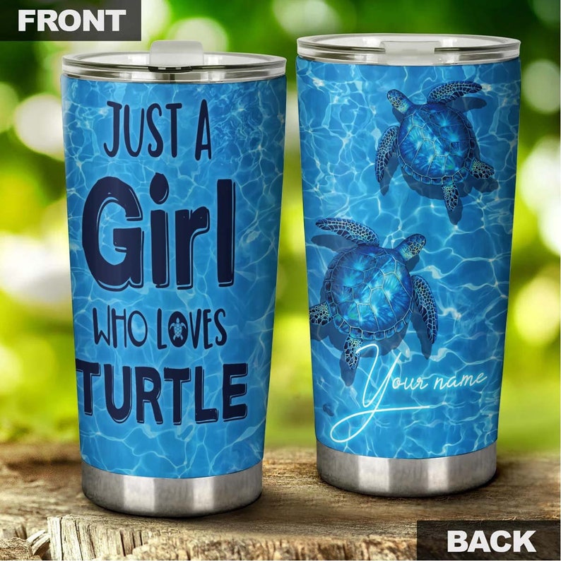 Just A Girl Who Loves Turtle Blue Ocean Personalized Tumbler-Turtle Present-Unique Tumbler-Birthday Gift Christmas Gift For Turtle Lover