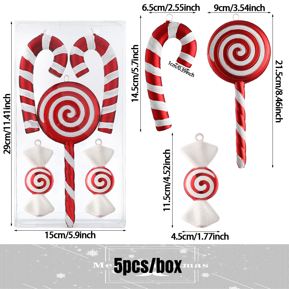 Christmas Candy Pendant Red and White Painted Cane Lollipop Christmas Tree Decoration Christmas Gifts Children’s Home Decoration alx