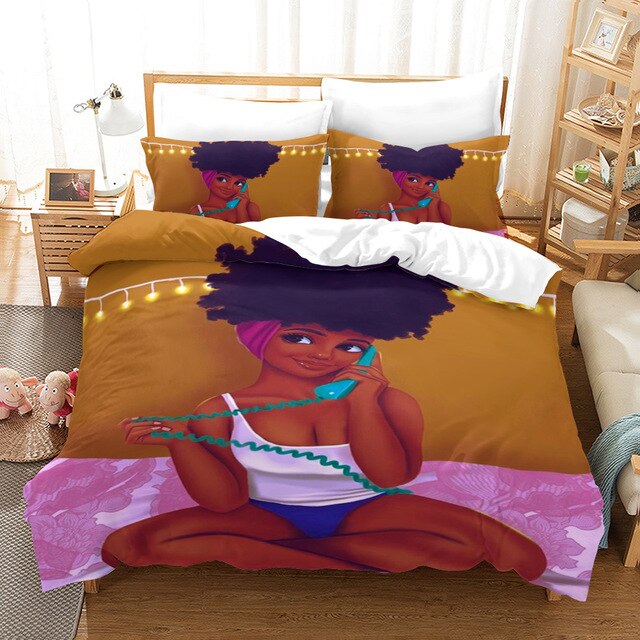 3D Printing African Fashion Sexy Woman Bedding Set Sport Cool Girl Duvet Cover For Adults Set Queen King Size Bed Set