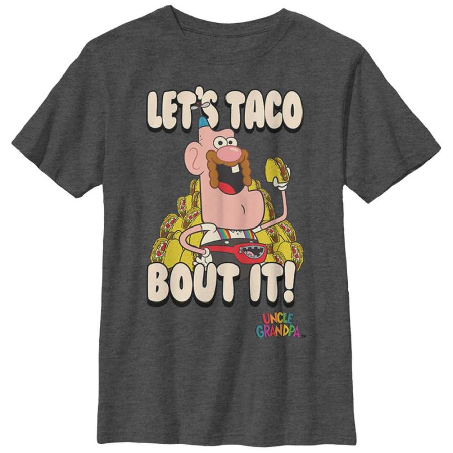 Uncle Grandpa Boy’s Let’s Taco About It  T Shirt Charcoal Heather