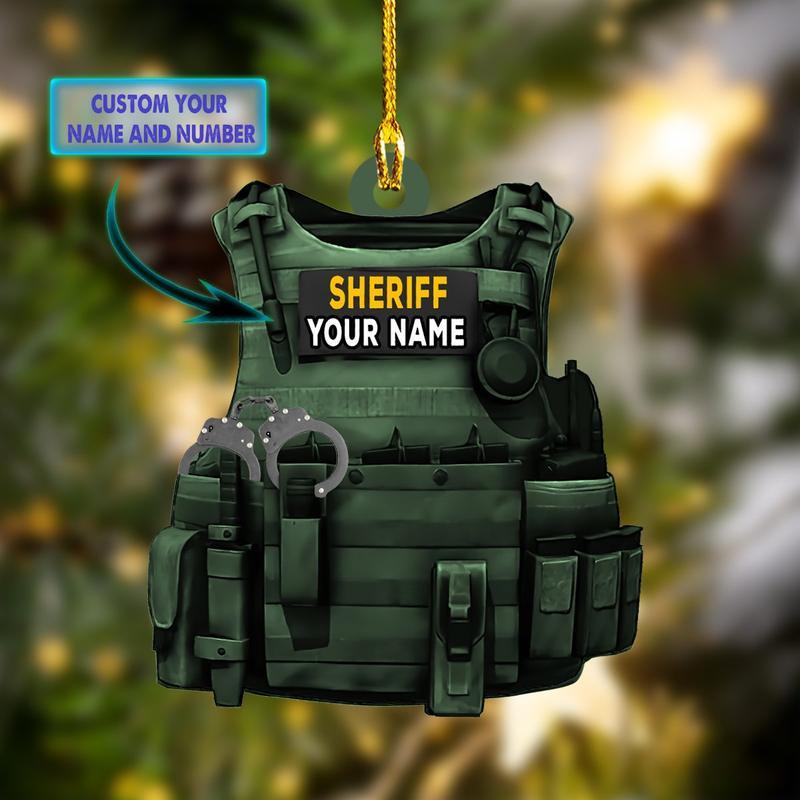 Personalized Sheriff Custom Shaped Ornament – Sheriff Christmas Day