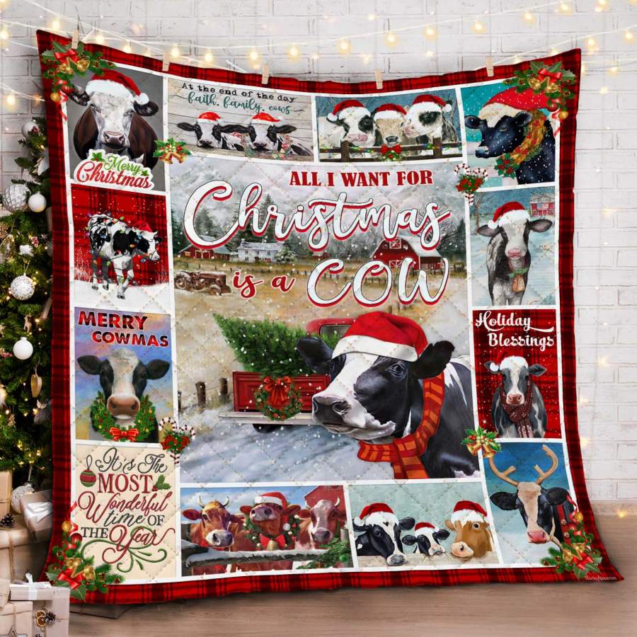 Cow Christmas Quilt Blanket All I Want For Christmas Is A Cow Cow Quilt Blanket Christmas Decor Gifts Ideas Christmas Presents Xmas Noel Bed Set Decor Gift Christmas Gift Ideas