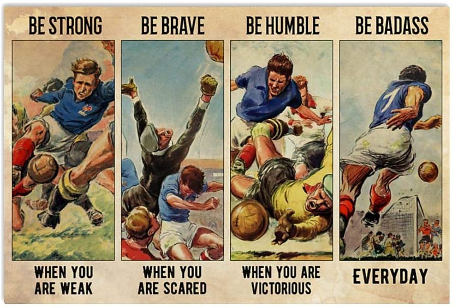 Vintage Football Be Badass Be Strong When You Are Weak Be Brave Poster Art Print      Home Decor Gift For Men Women Family Friend On Birthday Xmas