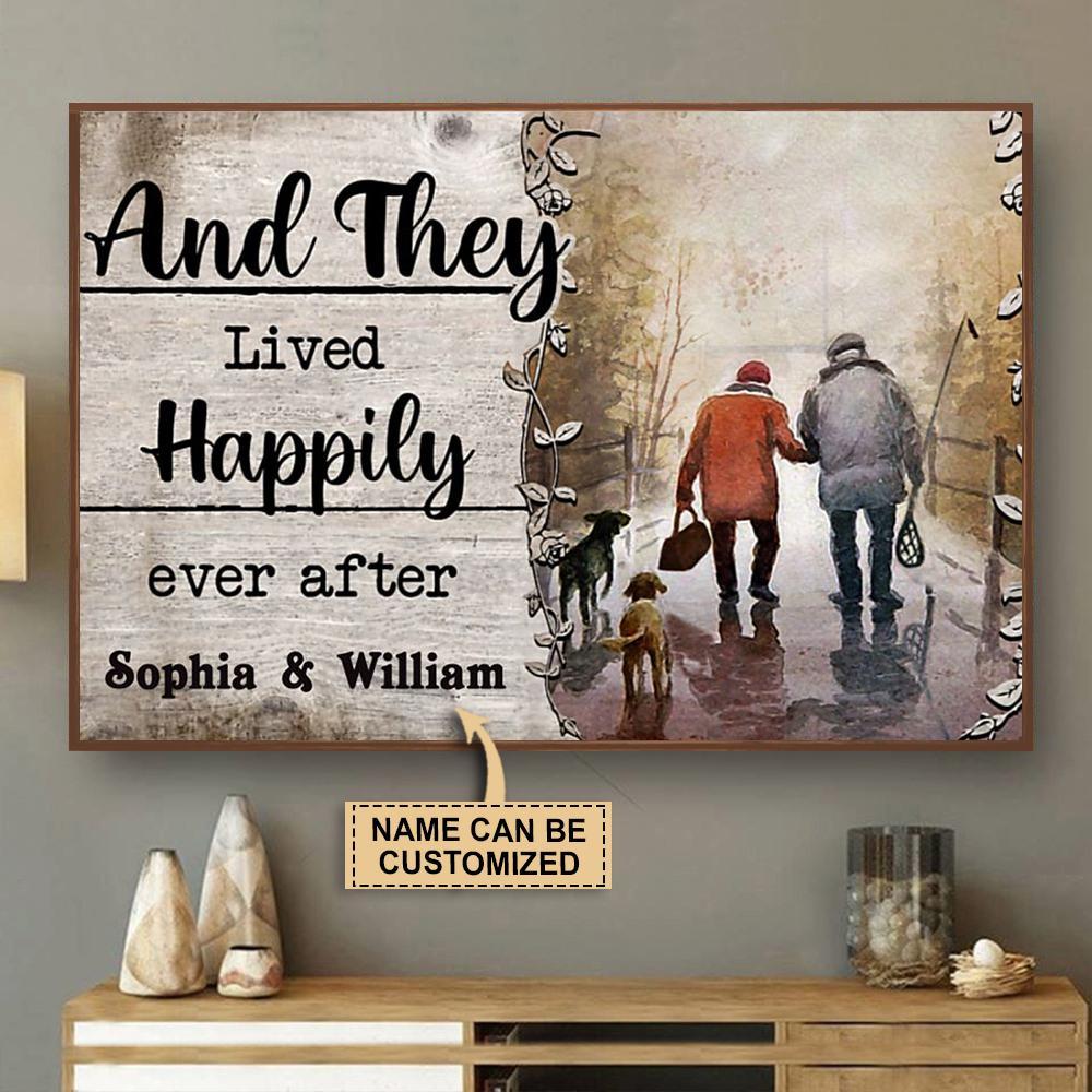 Aeticon Gifts Personalized Fishing And They Lived Happily Ever After Canvas Mom Dad Gift Home Decor