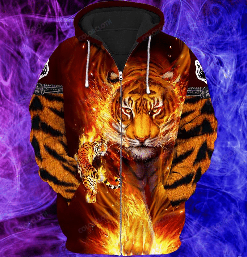 Cool Tiger 3D Zipper Hoodie Tv057493