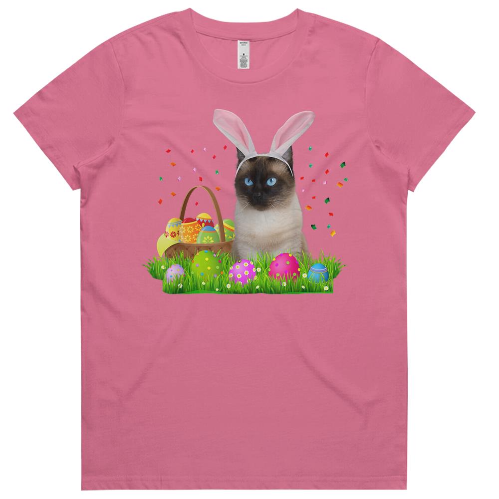 Bunny Siamese Cat Funny Easter Siamese Cat Lover Gifts Womens Tshirts