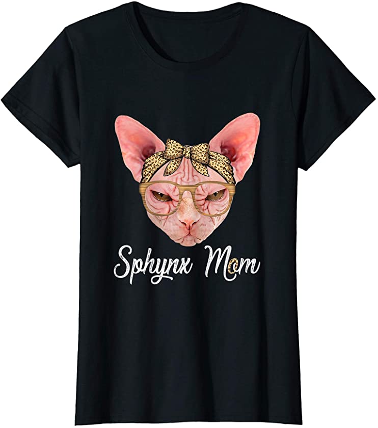 Womens Cute Sphynx Mom Leopard Cat Mom Mother’s Day T-Shirt