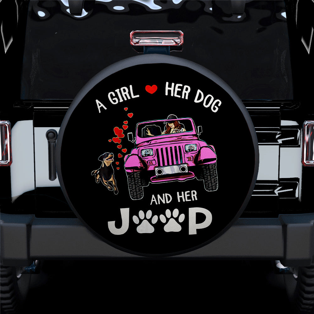 A Girl Love Her Dog And Her Jeep Pink Car Spare Tire Covers Gift For Campers