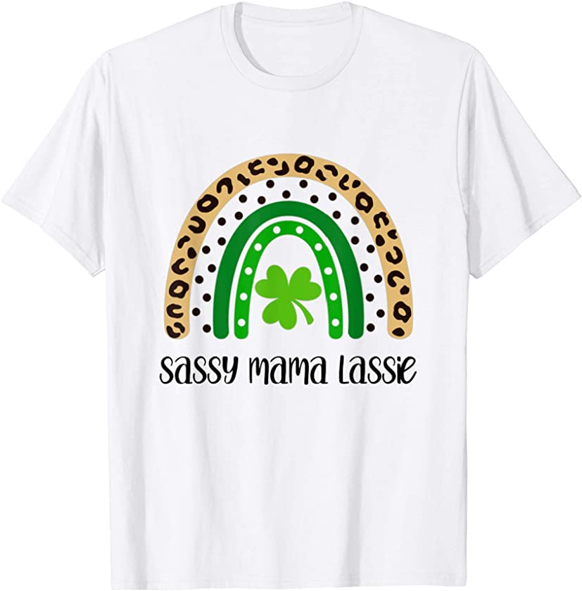 Sassy Mama Lassie St. Patrick’s Day Rainbow Leopard Print T-Shirt