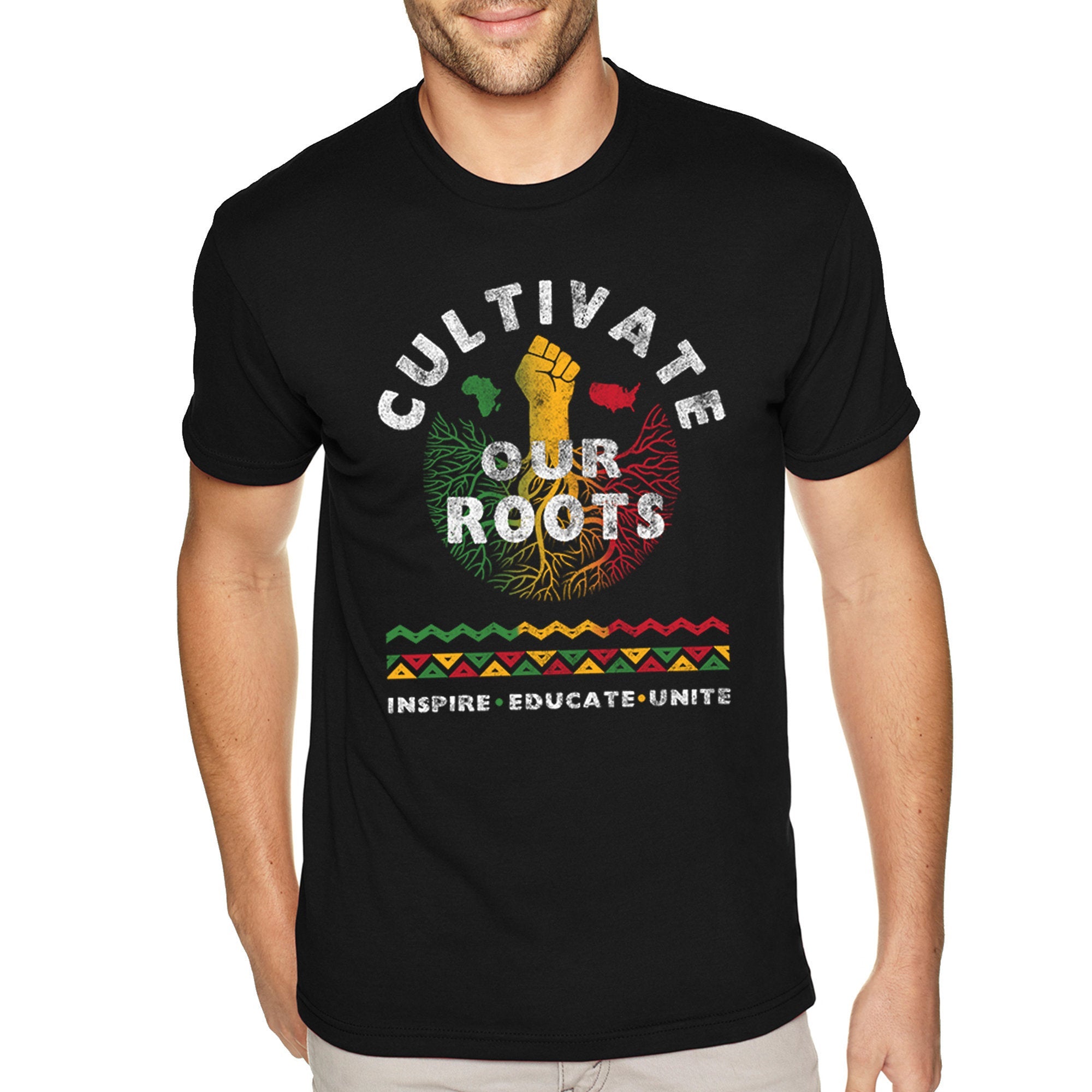 Xtrafly Apparel Men’S Tee Cultivate Our Roots African Heritage Africa Roots Black Is Beautiful Lives Matter Blm Pride Rasta Crewneck T-Shirt