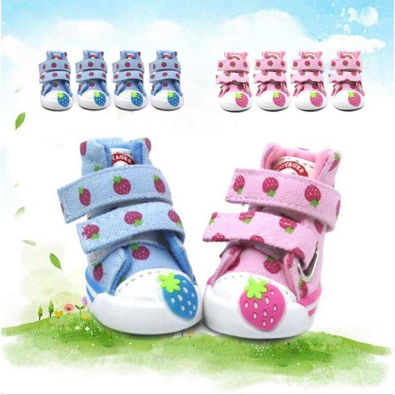 Pet Dog Anti-slip Strawberry Shoes Sneakers Breathable Booties Puppy Denim Shoes For Small Dogs Chihuahua Teddy