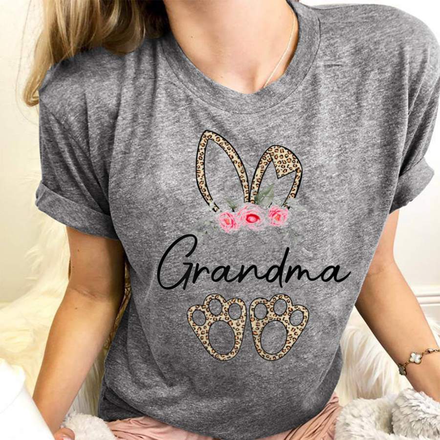 Personalized Shirts -Leopard Bunny Grandma Easter Day Gift